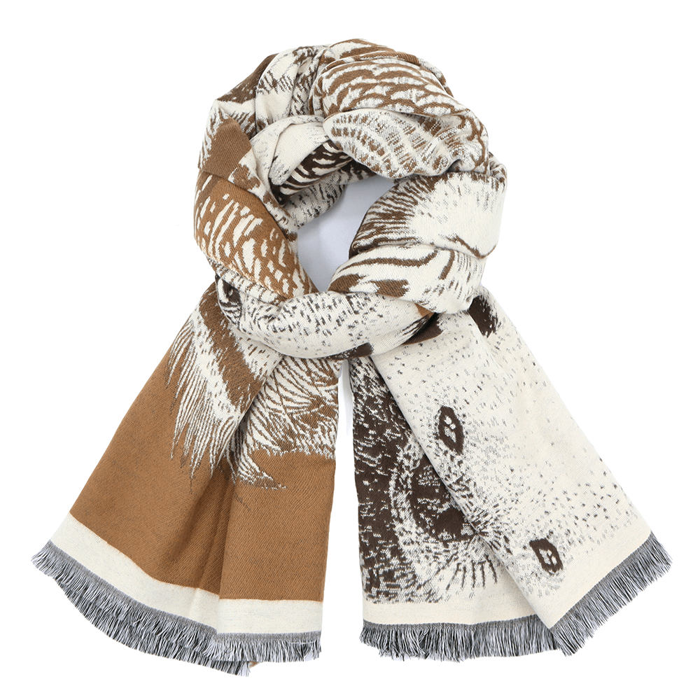 Διπλής όψης κασκόλ με animal print – Καφέ