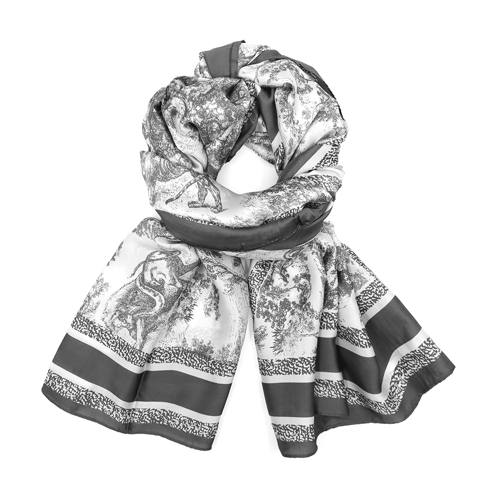 Γυναικείο φουλάρι με jungle print – Γκρι