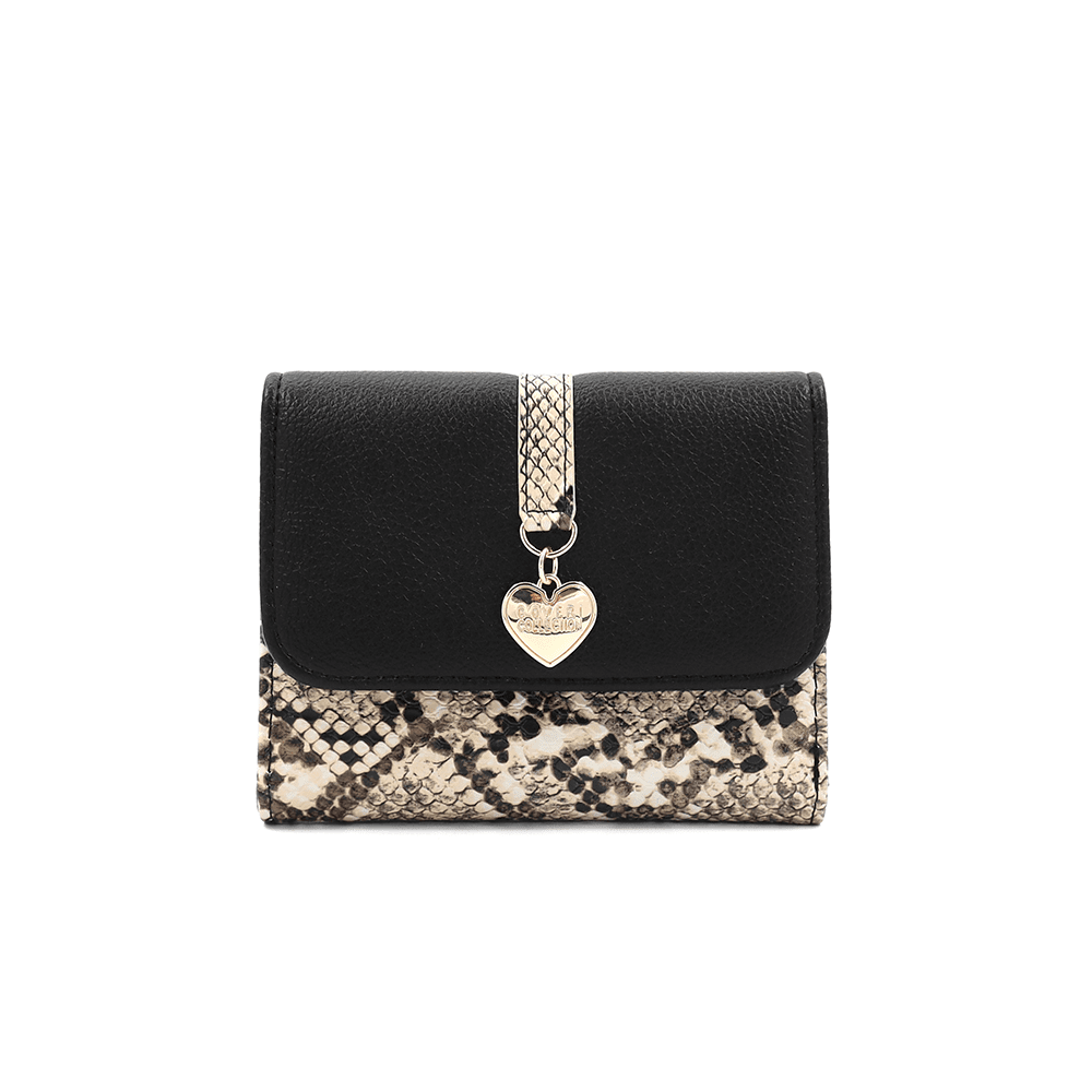 Γυναικείο πορτοφόλι με snake print – Μαύρο
