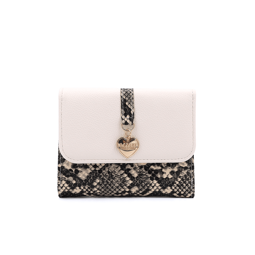 Γυναικείο πορτοφόλι με snake print - Μπεζ