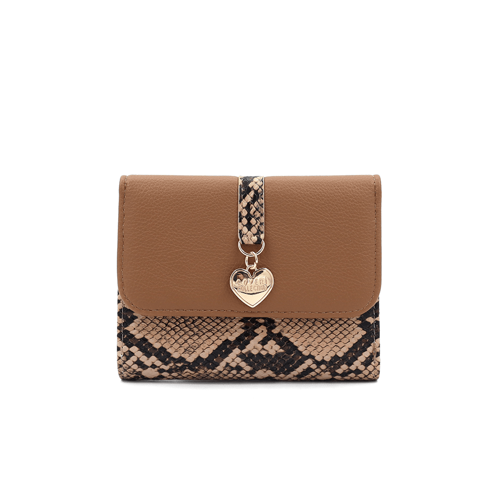 Γυναικείο πορτοφόλι με snake print – Κεραμιδί καφέ