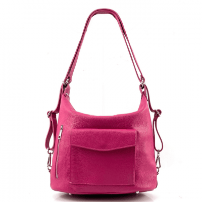 2 в 1 - Τσάντα και σακίδιο από γνήσιο δέρμα Arabella – Φούξια