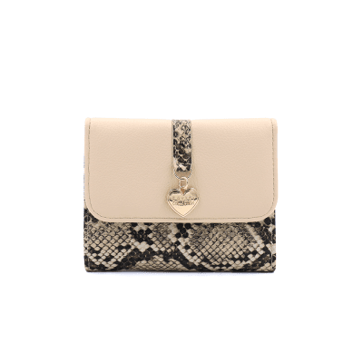 Γυναικείο πορτοφόλι με snake print - Εκρού