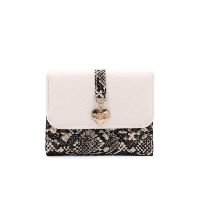 Γυναικείο πορτοφόλι με snake print - Μπεζ