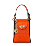 Γυναικείο τσαντάκι με 2 λαβές από γνήσιο δέρμα Azzurra - Κοραλί