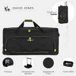 David Jones – Τσάντα ταξιδίου με ροδάκια και τηλεσκοπική λαβή – Μαύρο (Μεσαίο μέγεθος)