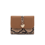 Γυναικείο πορτοφόλι με snake print - Μπεζ