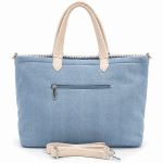 Μεγάλη γυναικεία τσάντα από τζιν - Ανοιχτό καφέ/Ανοιχτό μπλε