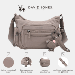David Jones – Τσάντα χιαστί από ύφασμα με κρεμαστό αρκουδάκι – ανοιχτό καφέ