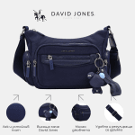 David Jones – Τσάντα χιαστί από ύφασμα με κρεμαστό αρκουδάκι – σκούρο μπλε