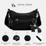 David Jones – Τσάντα χιαστί από ύφασμα με κρεμαστό αρκουδάκι – μαύρη