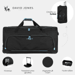 David Jones – Μεγάλη ταξιδιωτική τσάντα με ροδάκια και τηλεσκοπική λαβή – μαύρο/μπλε